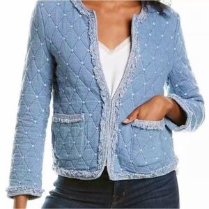 J McLaughlin Helene Quilted Jacket Womens Light Denim Chambray XS